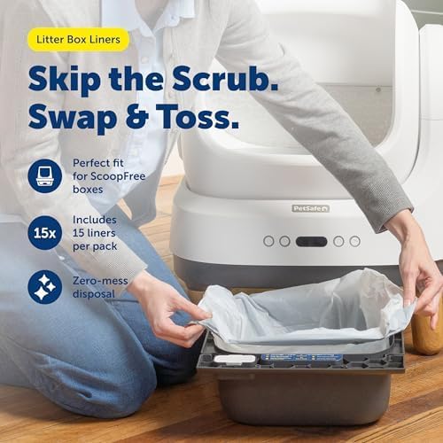 PetSafe Waste Bin Liners Cleaning - Disposable Liners - Durable Plastic - Litter Box Compatible - Convenient Drawstring Design - 15 Count