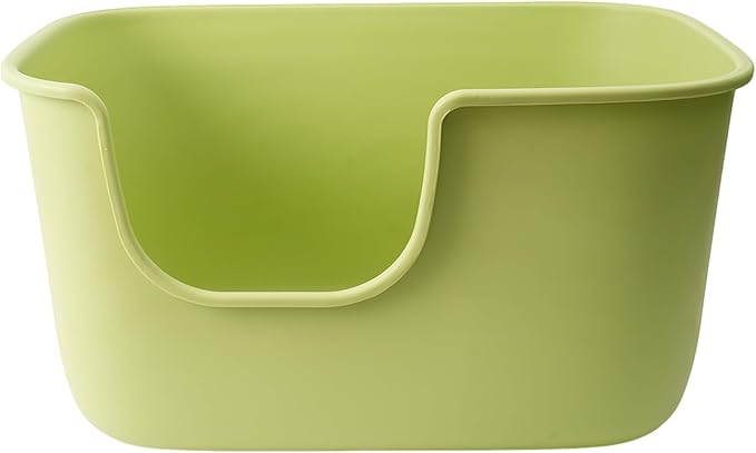 SpaceTime Extra Large Litter Box with High Sides & Low Entry,XL Anti-Splashing Kitty Litter Pan,Jumbo Multi Cat Litter Box,Tool-Free Assembly,Easy to Clean (Green)