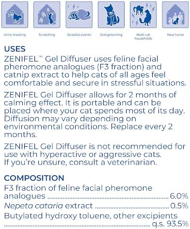 Virbac ZENIFEL Gel Diffuser for Managing Stress-Related Behaviors in Kittens & Cats - No Electricity Needed - Lasts Up to 2 Months