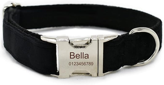 Dog Collar Custom Personalized Engraved Name and Phone Number for Puppy Small Medium Large Pets (S, Black)