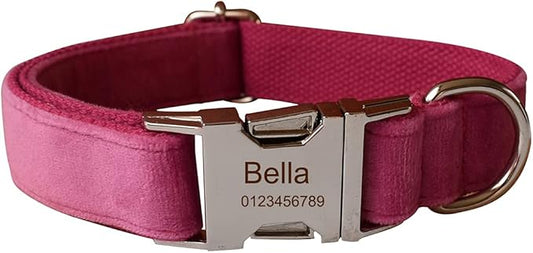 Dog Collar Custom Personalized Engraved Name and Phone Number for Puppy Small Medium Large Pets (XL, Rose)