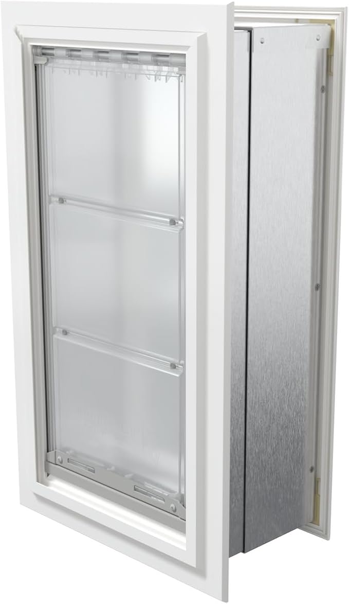 Endura Flap Giant Dog Door for Walls | Designed for Extra-Large & Tall Dogs | Energy Efficient Wall Mount Pet Door | Durable & Pet Safe | White, Single Flap Wall Mount