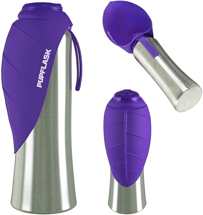 PupFlask Large Dog Water Bottle | 27 or 40 OZ Stainless Steel | Convenient Dog Drink Dispenser | Puppy Travel Water Bowl | Portable Pet Hydration Bottle | Leak Proof | Perfect Size For All Breeds