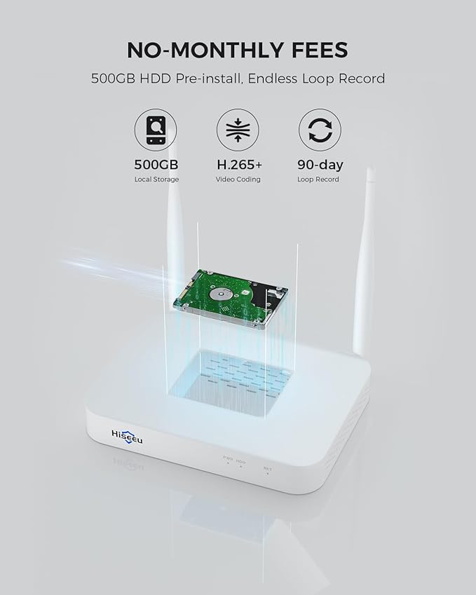 Hiseeu Solar Camera Wireless Outdoor, Home Security Camera System, 2.4G & 5G WiFi, Solar-Powered 4MP 8 Cam-Kit, Color Night Vision, 360° View, Pan & Tilt, 1TB HDD Local Recording, No Montly Fees