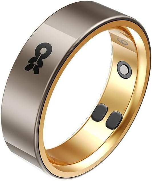 MOMAX 1-Sense Soul Smart Ring for Women, Fashion Fitness Tracker with Mood Monitoring, Touch Control, 5ATM Waterproof, No APP Subscription, Health Ring for Men, Android & iOS Compatible