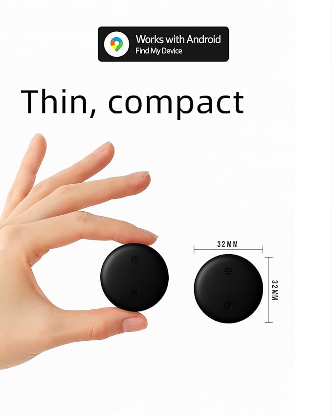 Android Compatible with Air Tags, Air Tracker Tag with Google Find My Device App, Bluetooth Tracker for Android Phones, Dog GPS & Cat Tracker, Smart Tracking Tag for Keys, Suitcase (1, Black)