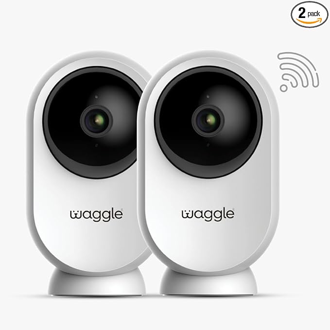 Waggle Pack of 2 RV Mini Camera - 1080p HD Wireless Security Camera for RVs – Built-in SD Card (128GB), 2-Way Audio, Night Vision & Motion Detection - Indoor Use - WiFi & Subscription Required