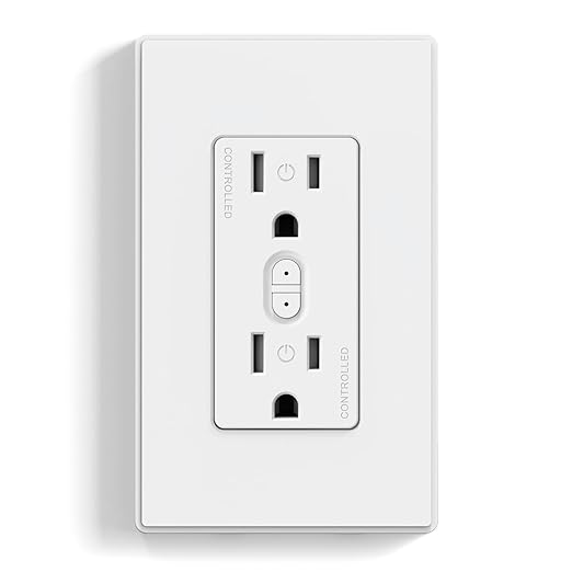 ELEGRP Smart Outlet, Smart in-Wall Outlets Works with Alexa and Google Assistant, 2.4GHz Wi-Fi Smart Receptacle, No Hub Required, UL Listed, White, 1 Pack