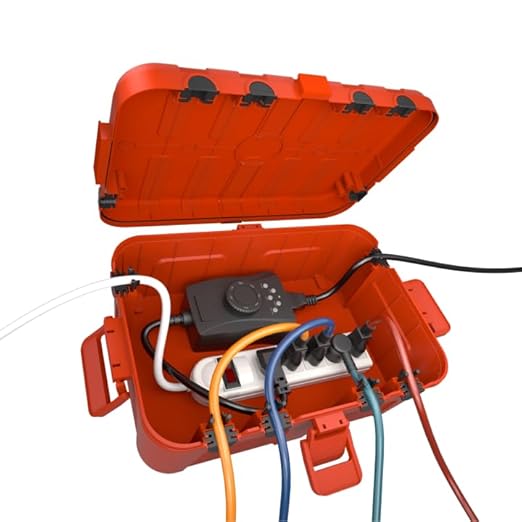 Flemoon Large Outdoor Electrical Box (12.5 x 8.5 x 5 inch), IP54 Waterproof Outdoor Extension Cord Cover Weatherproof, Protect Outlet, Plug, Socket, Timer, Power Strip, Holiday Light Decoration, Red