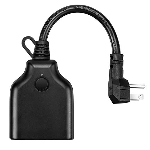 Smart Outdoor Plug, 15A 1800W Smart WiFi Heavy Duty Outdoor Outlet, No Hub Required for Outdoor Lights, Compatible with Alexa and Google Assistant, 1 Pack, Black