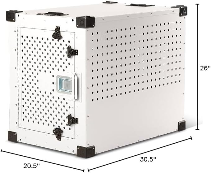 Impact Indestructible High Anxiety Dog Crate for Medium Dogs - Heavy Duty Escape Proof Indoor Dog Kennel with Powder-Coated Aluminum - Ideal for Escape Artists (White, 30" (30.5" L x 20.5" W x 26" H)