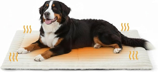 Self Warming Dog Bed Mat, Large Self Heating Pad for Dogs, Thermal Extra Warm Cat Puppy Beds Indoor, Outdoor, Non Slip, Washable, 41" × 29", Creamy White