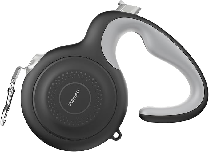 AutoBrake Retractable Dog Leash for Medium and Large Dogs, 360° Tangle-Free Dog Leash and 16Ft Strong Nylon Tape, Ergonomically Comfortable and Lightweight Grip Handle (Black)