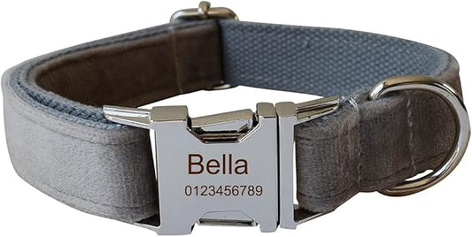 Dog Collar Custom Personalized Engraved Name and Phone Number for Puppy Small Medium Large Pets (XL, Grey)