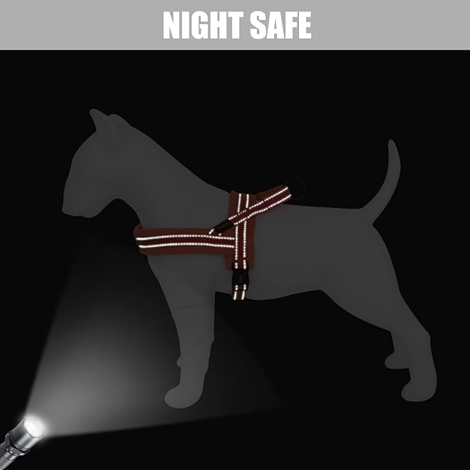 Didog Soft Flannel Padded Dog Vest Harness, No Pull/Quick Fit Reflective Dog Strap Harness, Easy for Training Walking (M:Chest 21-26", Orange)