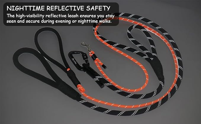 Twin Tails Leash Set - 5ft Double Handle Dog Leash and 4.5ft Lightweight Premium Rope Dog Leashes, Kid-Friendly Family Set, Reflective Pet Leashes for Small Medium and Large Dogs