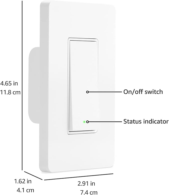 Amazon Basics Smart Switch, 3-Way, Works with Alexa Only, 2.4 GHz Wi-Fi, No Hub Required, White