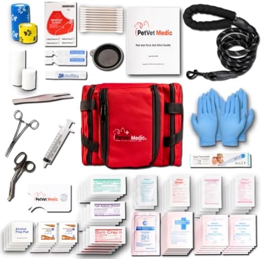 Cat & Dog First Aid Kit - Dog Emergency Kit, Health Supplies & Wound Care -with Thermometer, Bandages for Wounds - Essentials, Travel Bag (Small)