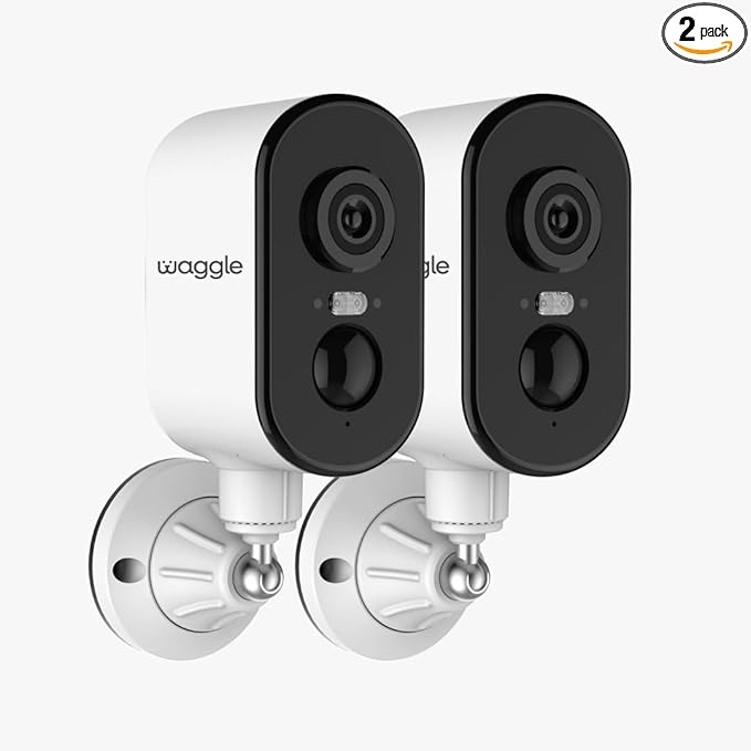 Waggle Pack of 2 4G LTE Security Camera for RV Safety | No WiFi Needed | 2K HD, 9000mAh Battery, Night Vision, 2-Way Talk & Siren Alarm | for RVs, Indoor/Outdoor Monitoring - Subscription Required