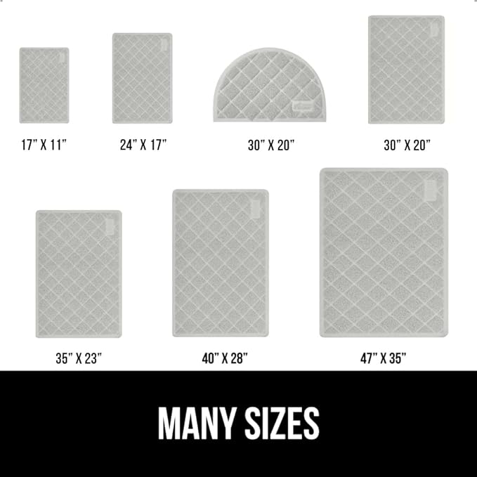 GORILLA GRIP Cat Litter Box Mat, 47x35, Water Resistant, US Designed Kitty Litter Trapping Mats, Easy to Clean, Scatter Control, Less Mess and Clean Floors, Kitten Supplies for Indoor Cats, Light Gray