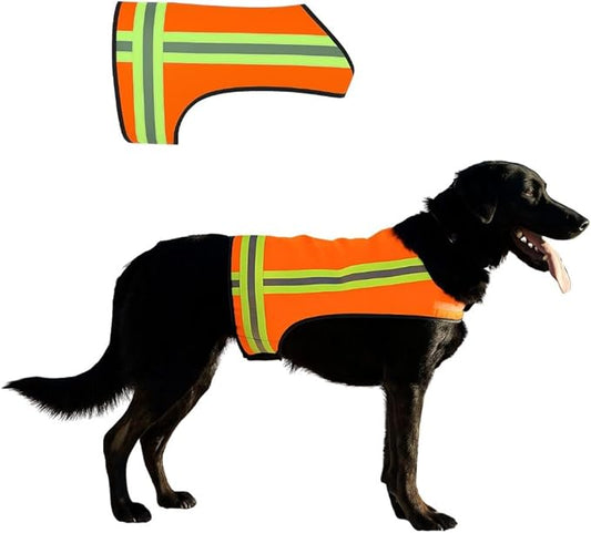 Reflective Dog Vest. Hi Visibility Blaze Orange Hunting Safety Vest Adjustable, Lightweight for Outdoor use - Hiking, Walking & Hunting. Water Resistant (Large)