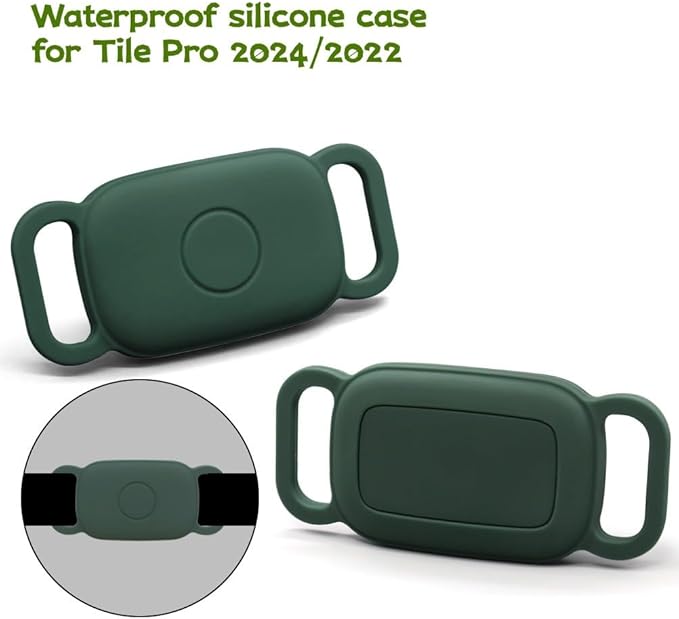 Dog Collar Holder for Tile Pro 2024 Bluetooth Tracker, Anti Lost Waterproof Silicone Soft Case Secure Protective Cover Finder for Keys, Bags, Cat Dog Collar Tag, 2 Pack (Blue)