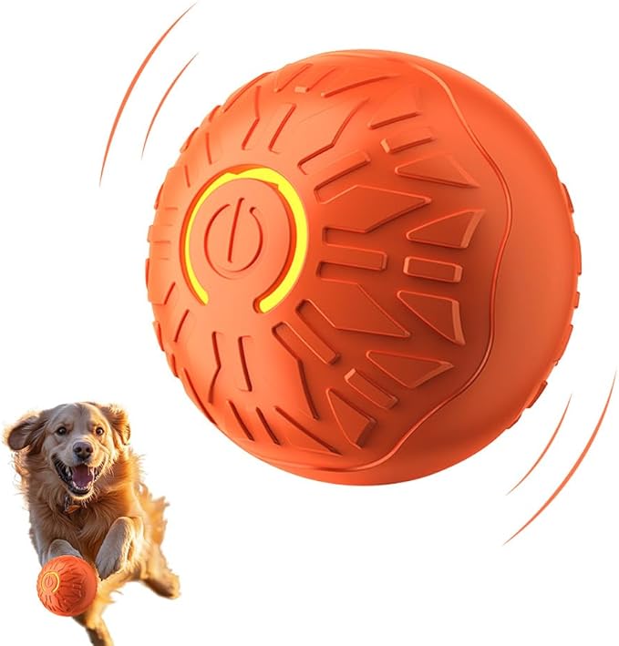 Interactive Cat Dog Toys, 2026 Smart Automatic Moving Ball Toys for Indoor Dogs Cats, Self-Rolling Interactive Cat Dog Toy Ball for Small/Medium Dogs (Orange)