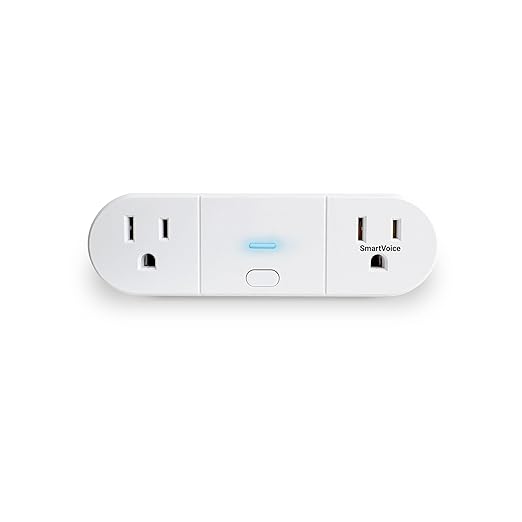 Emerson SmartVoice 2-in-1 Dual Wall Plug, Offline 30+ Voice Control Commands - No APP, No WiFi, No Setup, Smart Outlet Extender for Home and Office, Sleep & Wake Timer, ETL Listed
