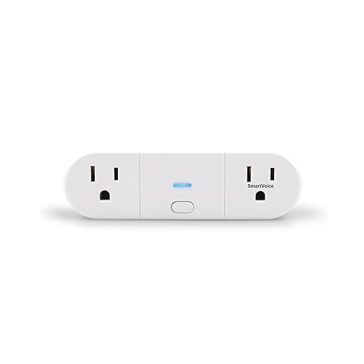 Emerson SmartVoice 2-in-1 Dual Wall Plug, Offline 30+ Voice Control Commands - No APP, No WiFi, No Setup, Smart Outlet Extender for Home and Office, Sleep & Wake Timer, ETL Listed