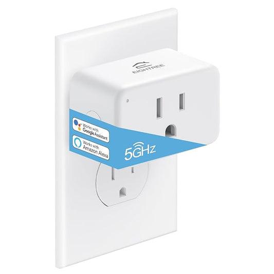 EIGHTREE Mini Smart Plug 𝟓𝐆𝐇𝐳 𝐖𝐢-𝐅𝐢 𝐂𝐨𝐦𝐩𝐚𝐭𝐢𝐛𝐥𝐞 𝟏𝟓𝐀, Smart Plugs That Work with Alexa & Google Home & SmartThings, Energy Monitor, Remote Control, Timer & Schedule, Wi-Fi Plugs