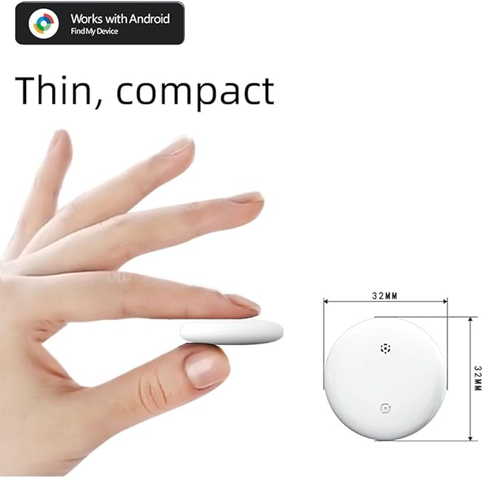 Android Compatible with Air Tags, Air Tracker Tag with Google Find My Device App, Bluetooth Tracker for Android Phones, Dog GPS & Cat Tracker, Smart Tracking Tag for Keys, Suitcase (1, White)