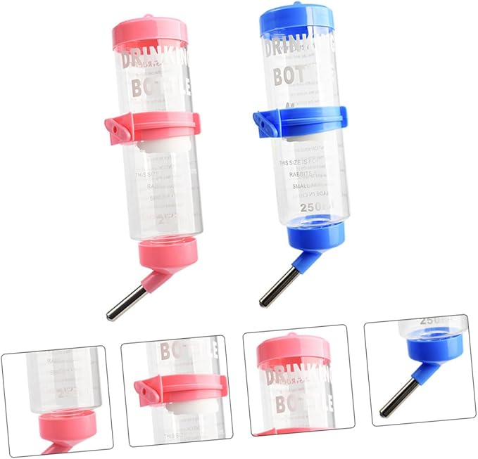Mikikit 2pcs Leakproof Rabbit Water Bottles for Cage with Built Rolling Ball Large Capacity Water Dispensers for Chinchilla Guinea Pig and Small Pets
