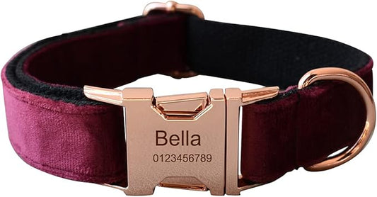 Dog Collar Custom Personalized Engraved Name and Phone Number for Puppy Small Medium Large Pets (M, Red Wine)