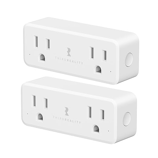 THIRDREALITY Smart Dual Plug 2 Pack, Zigbee 2-in-1 Smart Outlet with Independent Control and Power Monitoring, Zigbee Repeater, Compatible with Home Assistant(ZHA/Z2M), SmartThings, Homey