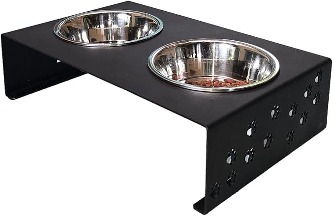 Elevated Dog Bowls for Food and Water with 2 Stainless Steel Bowls - Pet Feeder Stand, Raised Bowl Stand for Dogs and Cats - Dog Food and Water Bowl Set by Calaox