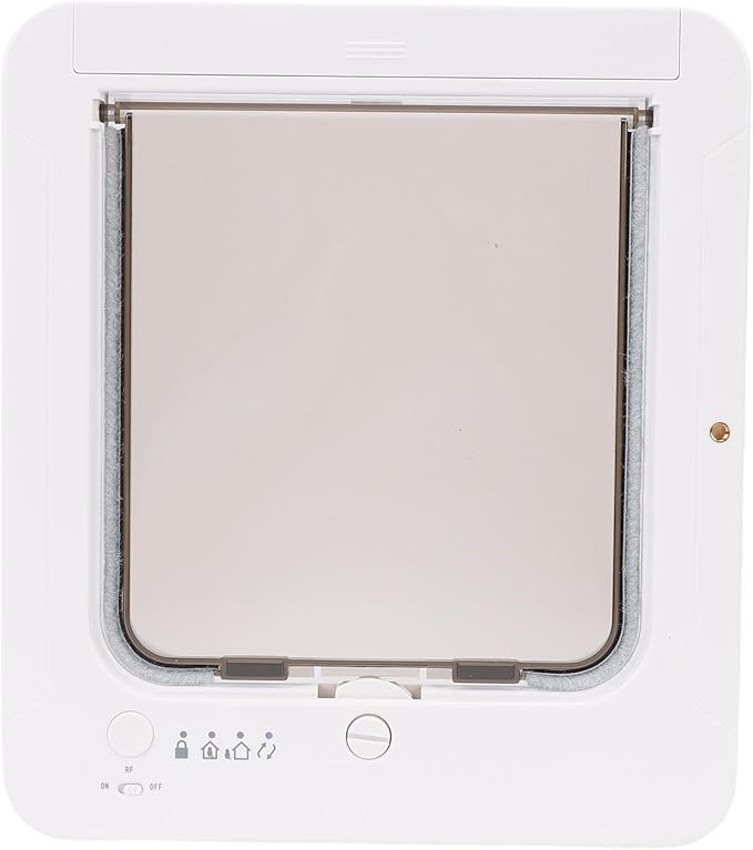 Ymiko Smart Pet Door Electronic Cat Flap Collar Activated 2 Way Entry Microchip Sensing Technology Weatherproof Plastic for Interior Exterior Doors