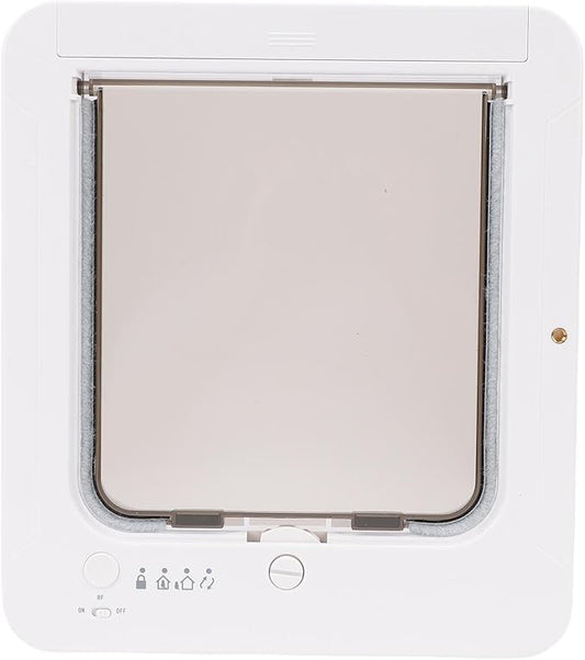 Ymiko Smart Pet Door Electronic Cat Flap Collar Activated 2 Way Entry Microchip Sensing Technology Weatherproof Plastic for Interior Exterior Doors