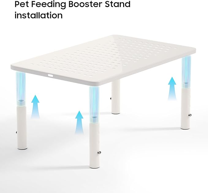 ‌Adjustable Automatic Cat Feeder Stand - Non-Slip Elevated Holder for Cats/Puppies, Fits Most Automatic Feeders & Water Dispensers, White(Holder ONLY)