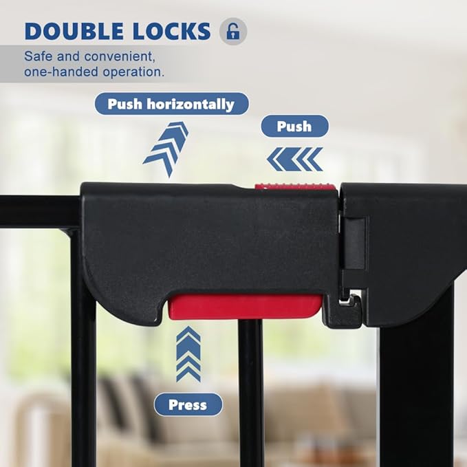 Freestanding Dog Gates with Door Walk Through, Extra Wide Doggy Door 125" W x 29" H Pet Gate Safty 5 Panels Dog Fence for Stairs, Doorways