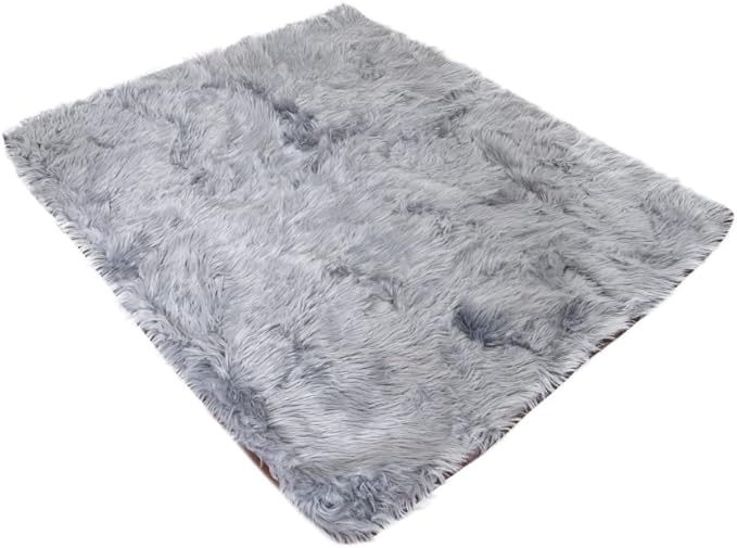 PAW BRANDS PupProtector Waterproof Throw Blanket for Dogs and Cats, Pet Blanket Cover for Couches, Sofas, Beds, Car Seats, Furniture, Calming Soft Faux Fur, Charcoal Grey, Large (80" L x 62" W)