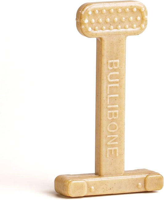 Bullibone Nylon Dog Chew Toy for Aggressive Chewers - Dental Hygiene Bone with Peanut Butter Flavor, Durable Tough Chew Toys for Small Dogs, Indestructible Dog Bone - Single