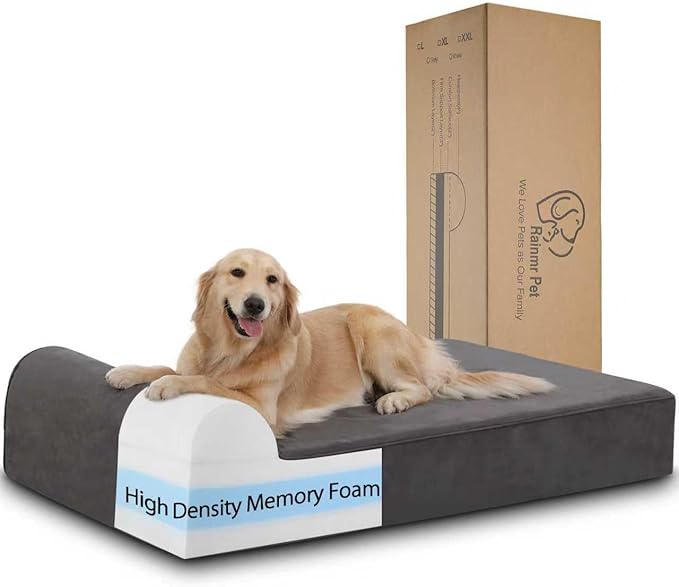 Orthopedic Dog Beds for Large Dogs, 7" Memory Foam Dog Beds with Waterproof Liner, Chew Proof Microsuede Cover, Removable and Washable, Nonskid Bottom, 60"x48"x7" XXL Grey