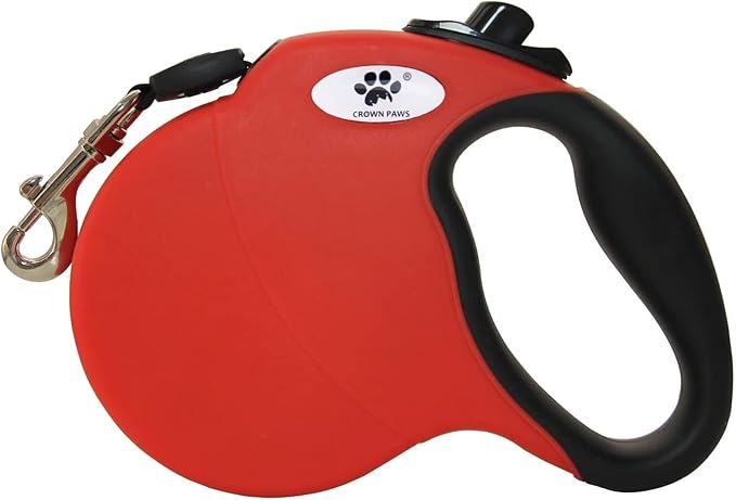 13 ft Retractable Dog Leash for Large Dogs up to 26 lbs,Tangle-Free Nylon Tape,Red Dan S