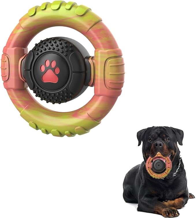 Dog Toys for Aggressive Chewers Large Medium Breed, Indestructible Squeaky Dog Chew Toys, Tough Nylon Rubber Interactive Dog Toys to Keep Them Busy
