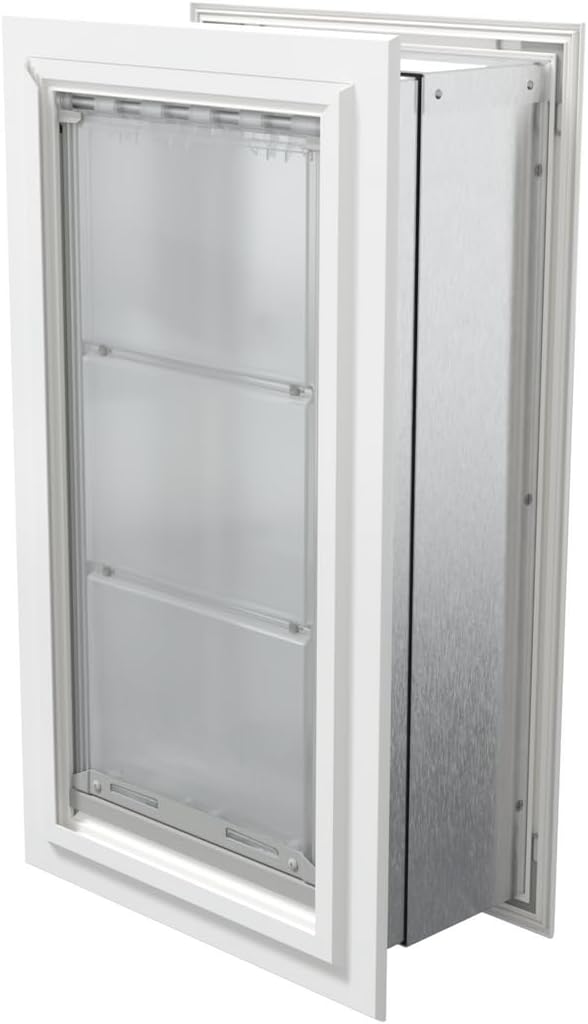 Endura Flap Giant Dog Door for Walls | Designed for Extra-Large & Tall Dogs | Energy Efficient Wall Mount Pet Door | Durable & Pet Safe | White, Double Flap Wall Mount