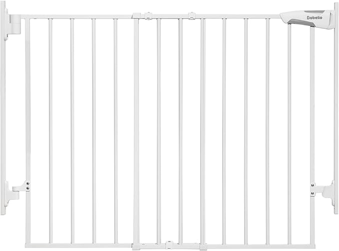Babelio 27-45" No Bottom Bar Baby/Dog Gate with Easy Installation, 2-in-1 Auto Close Design, Suitable for The House, Stairs, and Doorways, Safety Pet Gates with Large Walk-Thru Door, White
