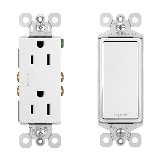Legrand Radiant 885TRWCC12 15 Amp Duplex Outlet & TM870WCC10 15 Amp Rocker Wall Switch, White (1 Count Each)