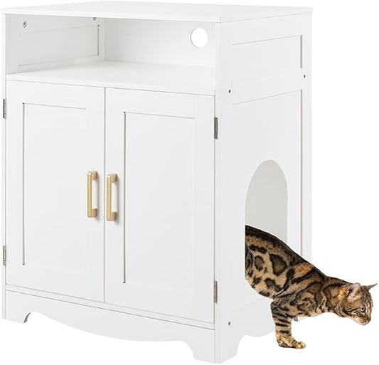 beeNbkks Cat Litter Box Furniture, Cat Washroom House Hidden Litter Box Enclosure, Wooden Nightstand End Table, Indoor Pet Furniture Cabinet Pet Crate
