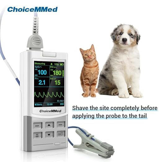 ChoiceMMed Handheld Pulse Oximeter for Vet Use - Heart Rate - Medical Monitoring for Dog, Cat, and Small Animals - Blood Oxygen Saturation Medical Monitoring Equipment