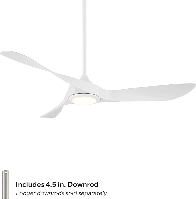 WAC Smart Fans Swirl Indoor and Outdoor 3-Blade Smart Home Ceiling Fan 54in Matte White Adjustable CCT 2700-3000-4000-5000K LED Light Kit and Remote Control works with Alexa and iOS or Android App